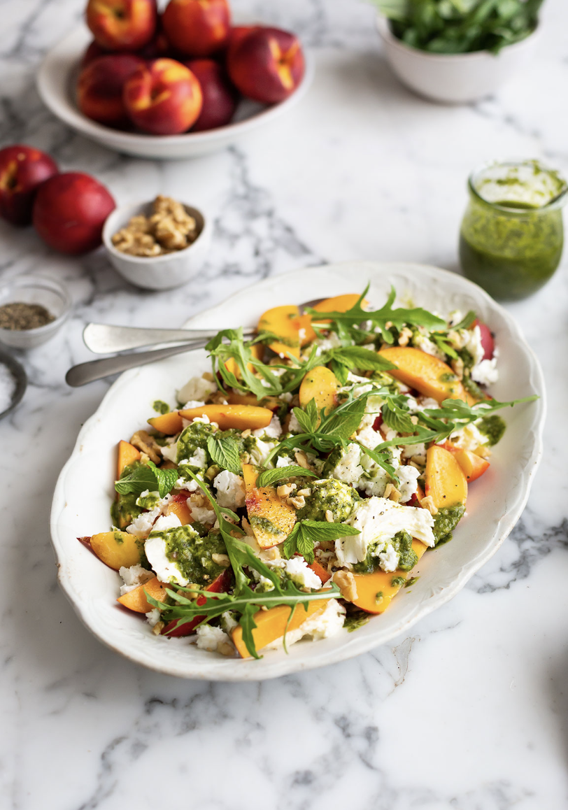 Nectarine and mozzarella salad with basil vinaigrette — Recipes
