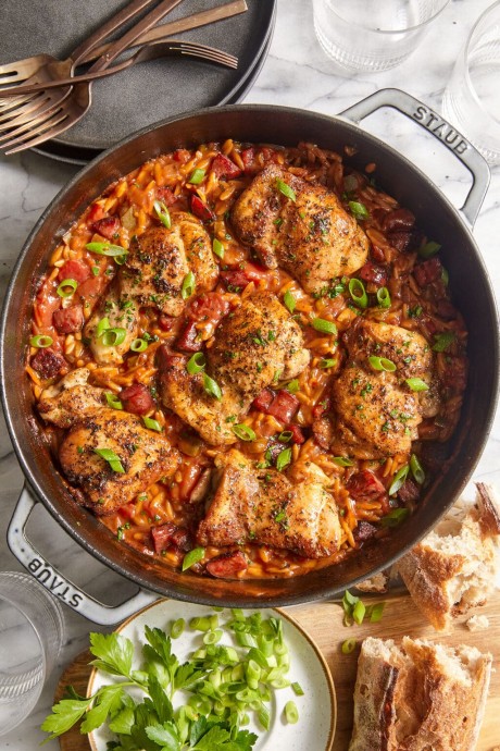 One Pot Cajun Chicken and Orzo