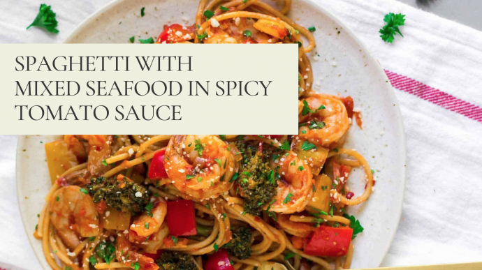 Spaghetti with Mixed Seafood in Spicy Tomato Sauce