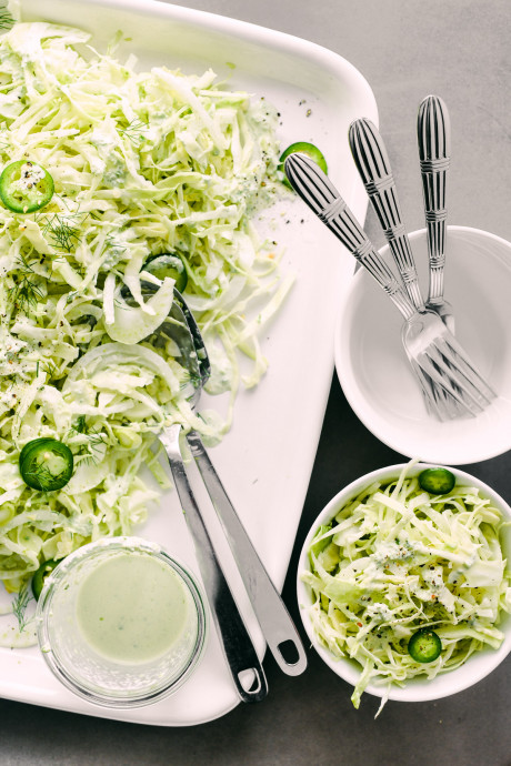Cabbage and Fennel Slaw with Creamy Jalapeño Dressing
