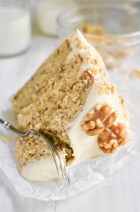Maple Walnut Cake with Maple Cream Cheese Frosting