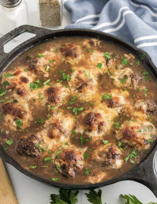 French Onion Stuffed Meatballs