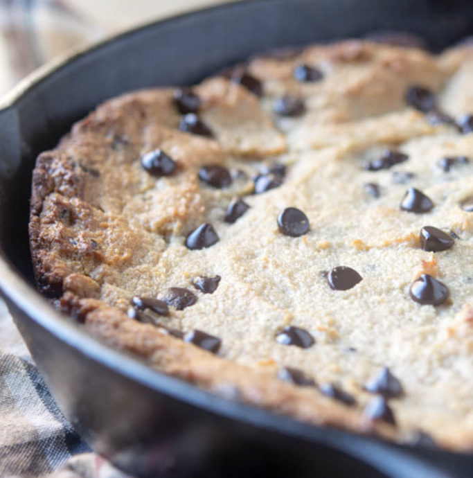 Low Carb Chocolate Chip Skillet Cookie (Nut Free)