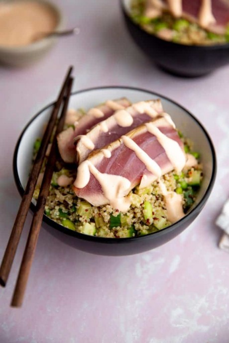 Seared Ahi Tuna Steak Recipe (and Spicy Tuna Bowls!)