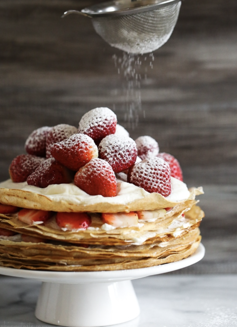 NoBake Strawberries and Cream Crêpe Cake — Recipes