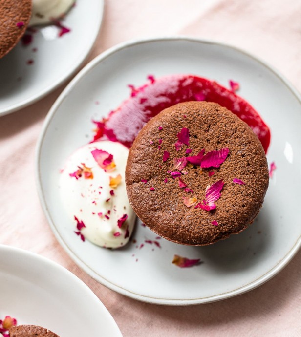 Mini Chocolate Cakes with Rose Mascarpone