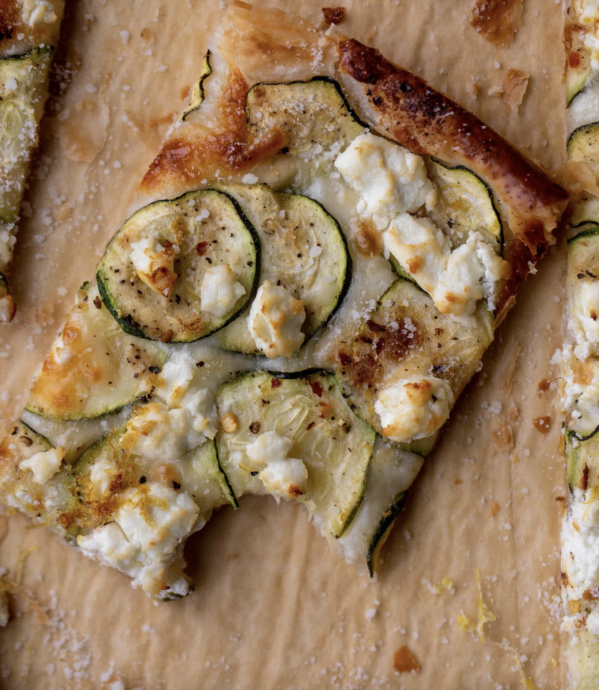 Zucchini, Lemon & Goat Cheese Puff Pastry Pizza