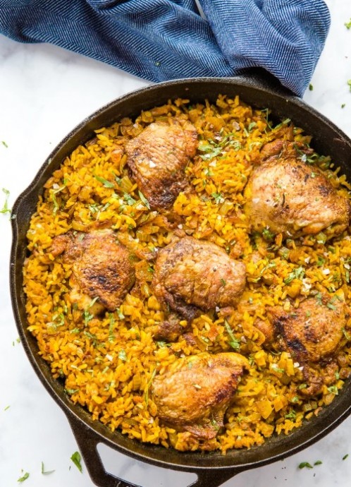 Easy One Pan Chicken with Turmeric Rice