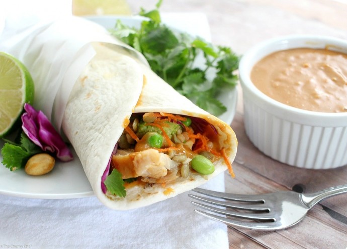 Spicy Thai Peanut Chicken Wraps