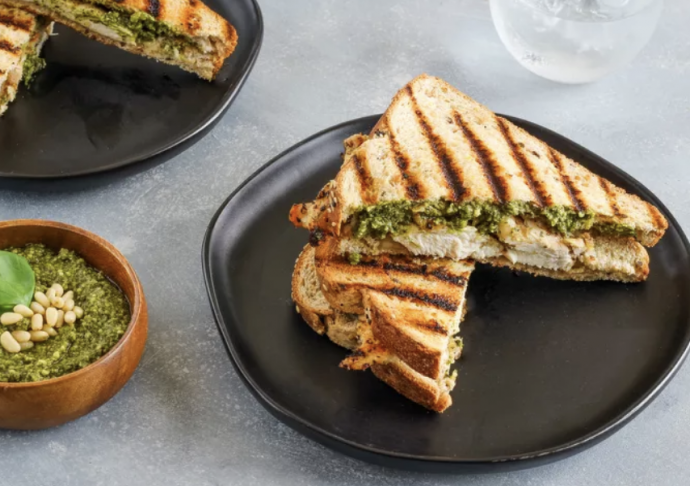 Grilled Chicken Panini Sandwich With Pesto
