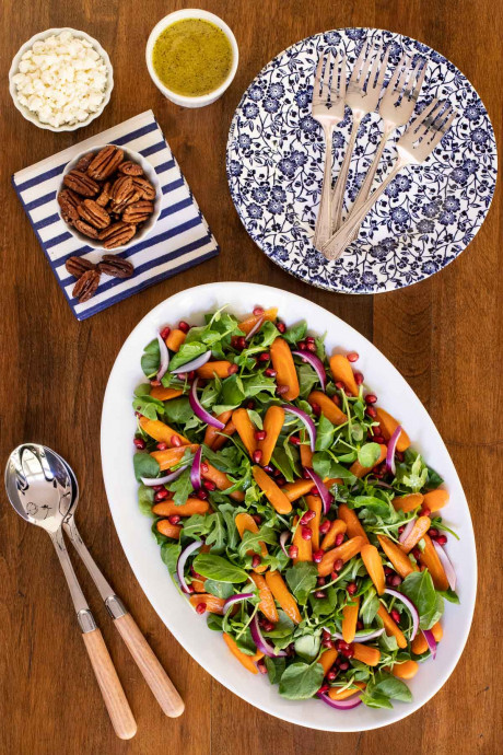 Roasted Carrot Salad with Honey Cider Poppy Seed Dressing