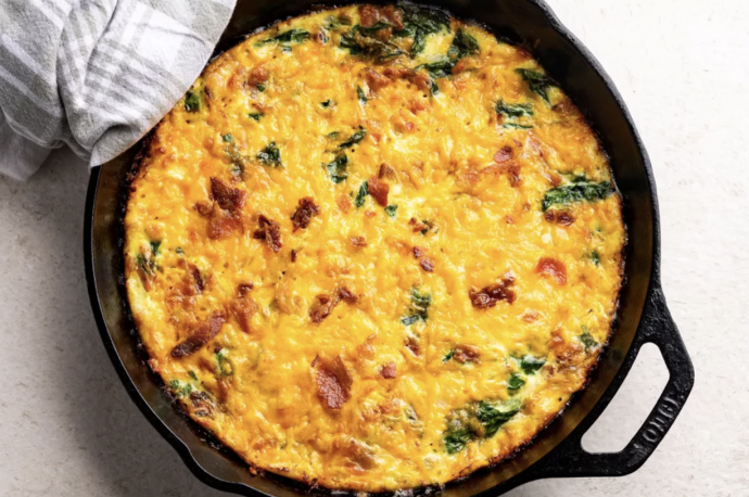 Spinach Frittata With Bacon and Cheddar