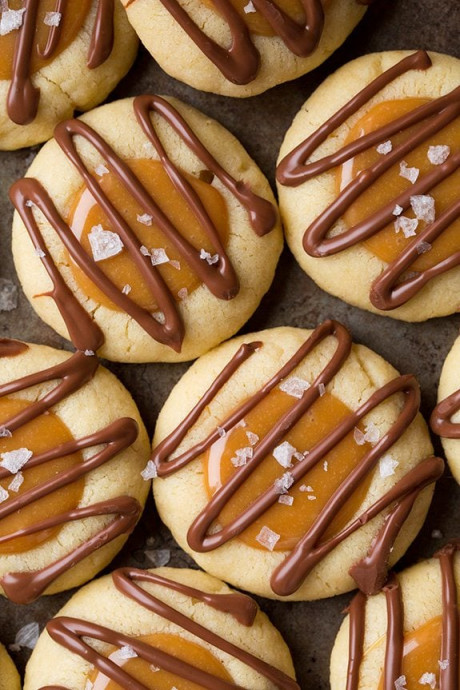 Twix Thumbprint Cookies