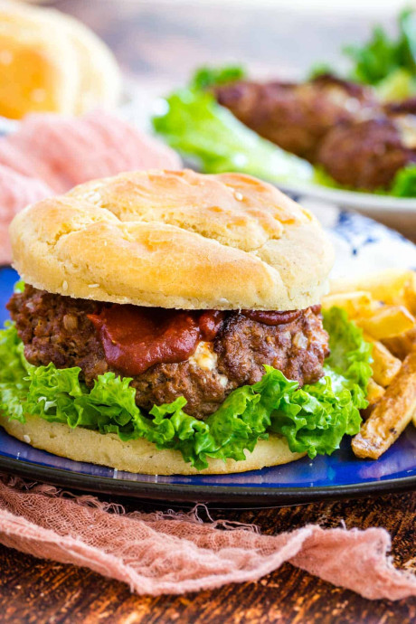 Stuffed Blue Cheese Volcano Burgers