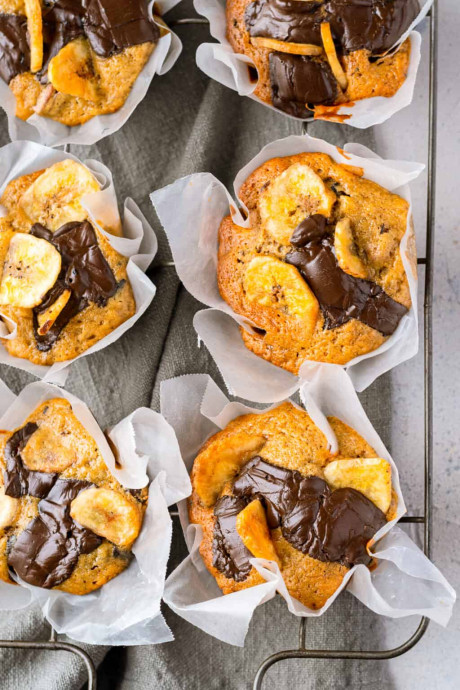 Chocolate Chunk Banana Muffins