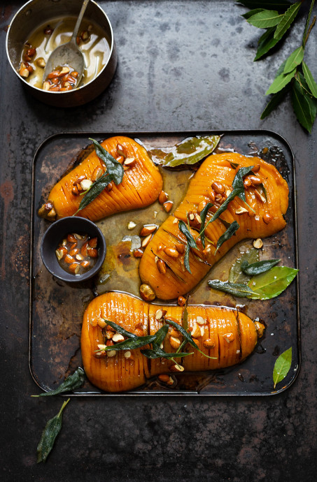 Honey & almond Hasselback butternut