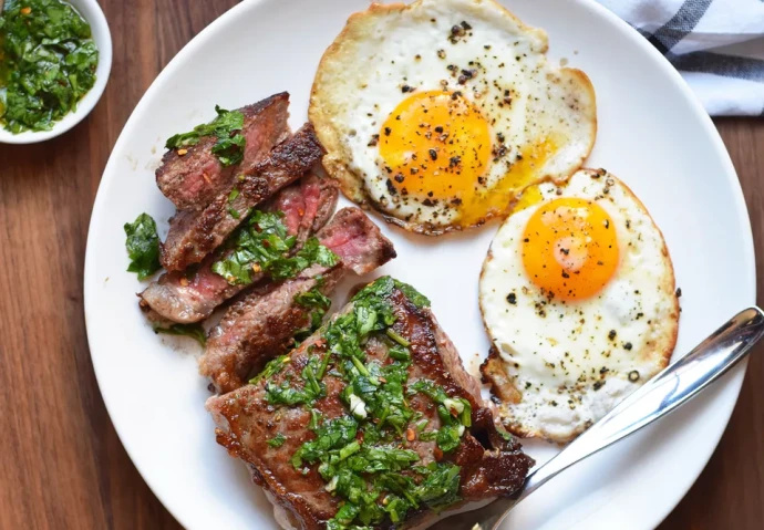 Steak and Eggs With Chimichurri