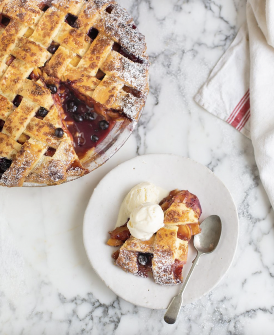 Nectarine, blueberry & bourbon pie