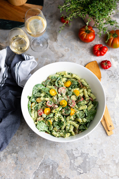 Green goddess BLT pasta salad