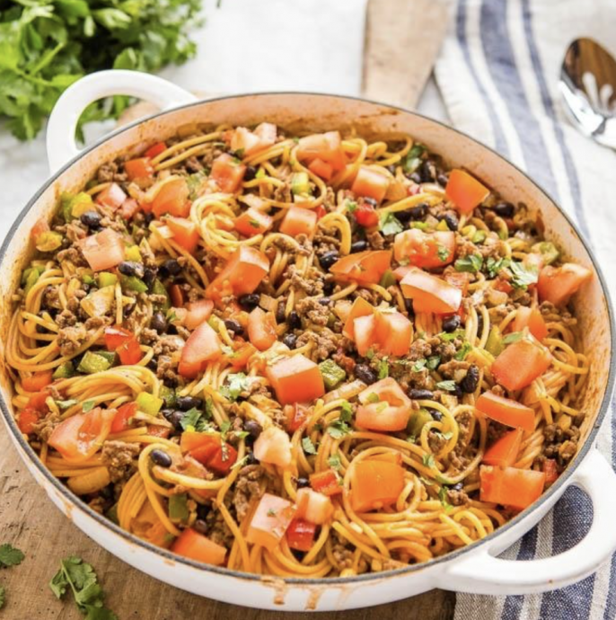 One Pot Taco Spaghetti