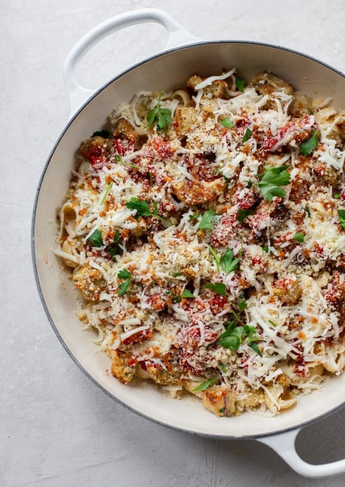 Baked Eggplant Parmesan Mac and Cheese