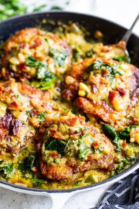 Creamy Mustard Chicken with Bacon and Kale