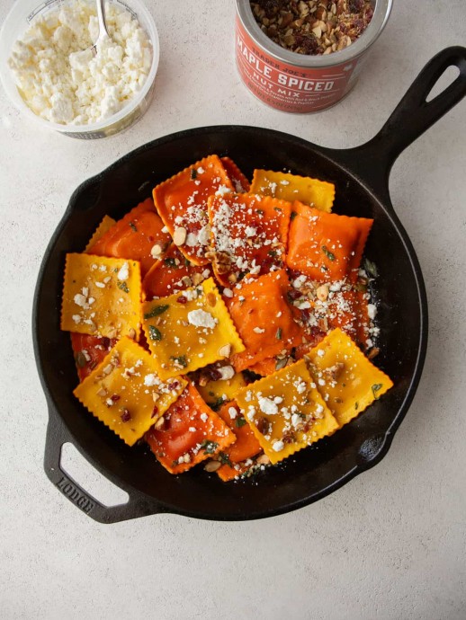 Trader Joe’s Pumpkin Ravioli with Goat Cheese