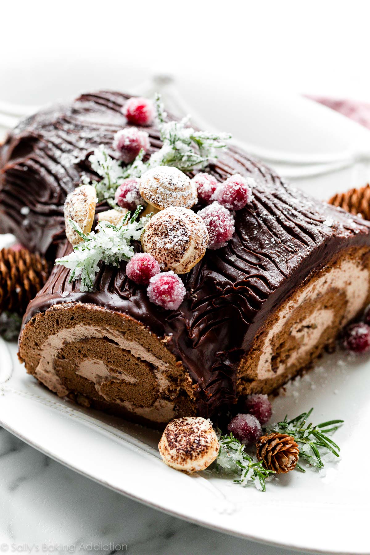 Peppermint Yule Log Cake Recipe | The Cake Boutique