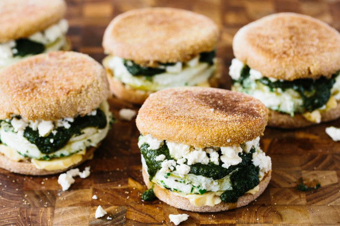 Herbed Egg Whites & Feta on English Muffins