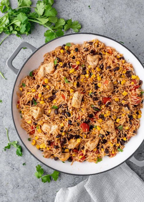 Easy One-Pan Chicken Burrito Bowls