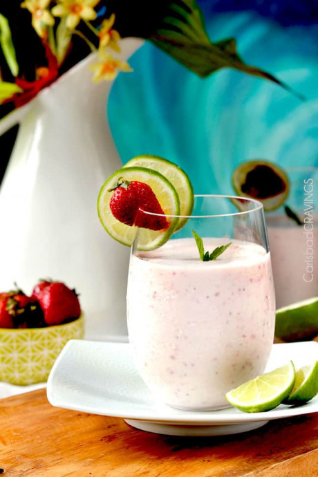 Strawberry Key Lime Banana Protein Smoothie