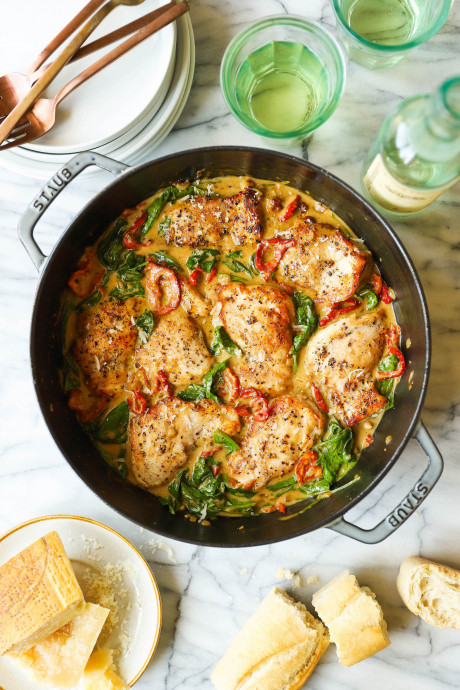 Skillet Sun Dried Tomato Chicken Thighs