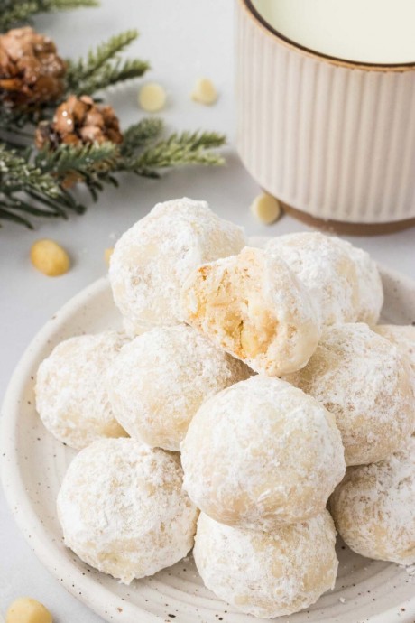 Gluten-Free White Chocolate Macadamia Snowballs