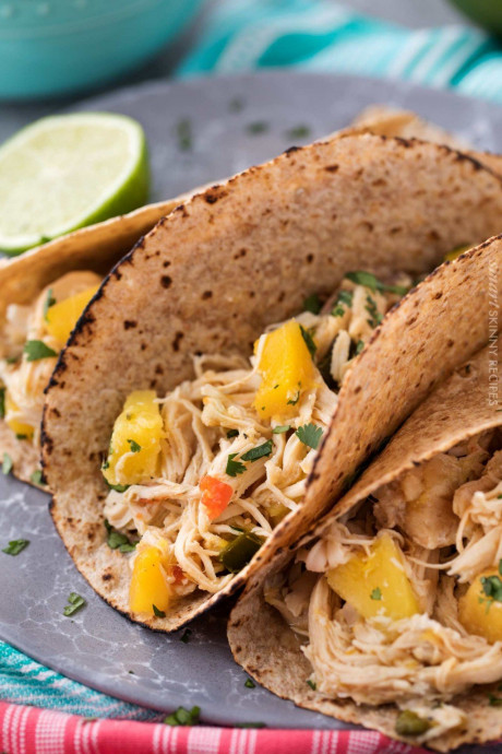 Mango Pineapple Crockpot Chicken Tacos