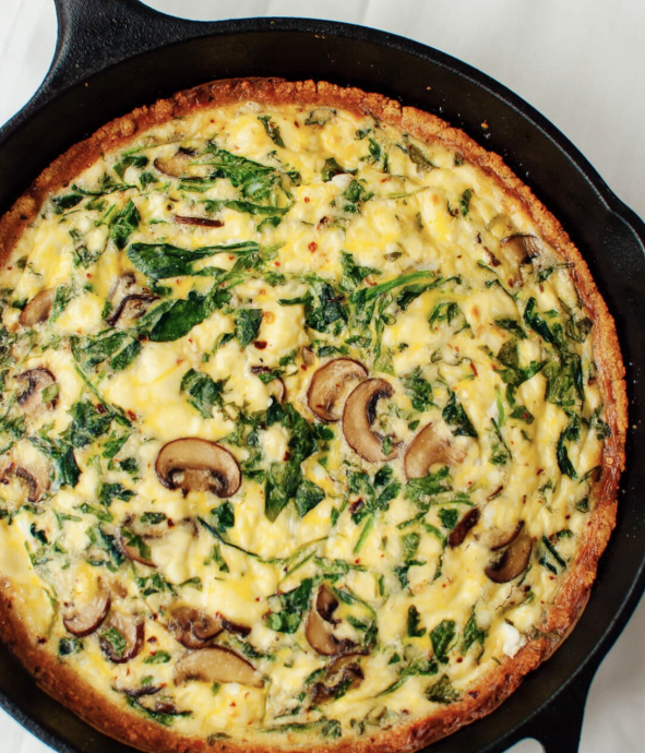 Arugula and Cremini Quiche with Gluten-Free Almond Meal Crust