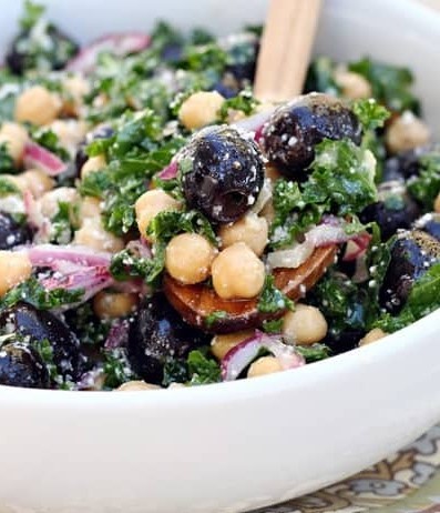 Kale, Olive and Chickpea Salad