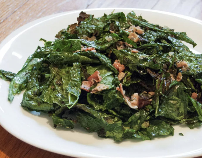 Grilled-Kale Salad With Warm Bacon Vinaigrette