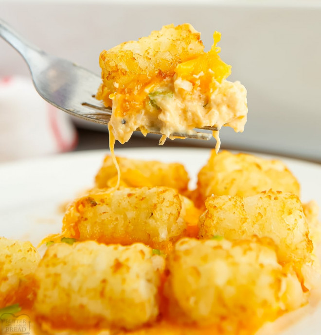 Buffalo Chicken Tater Tot Casserole