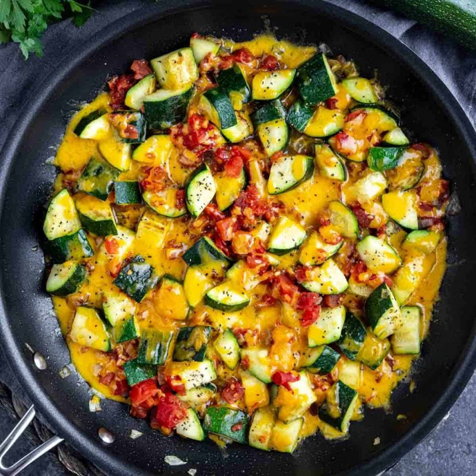 Cheesy Summer Zucchini Skillet Cheesy Summer Zucchini Skillet