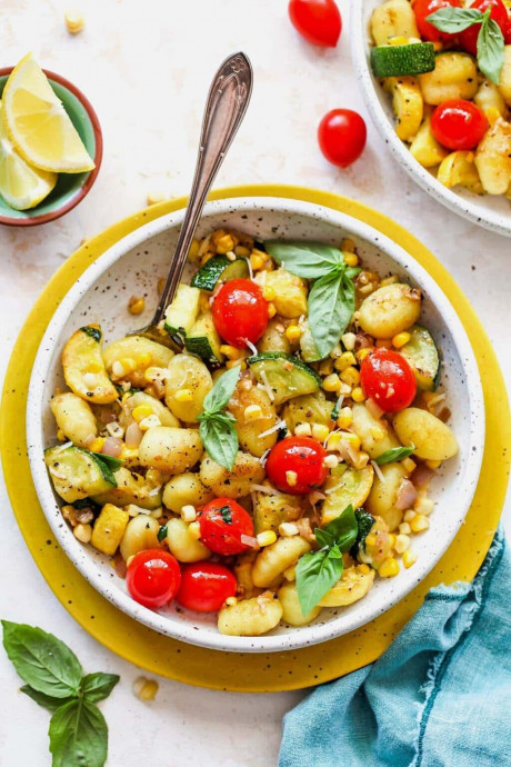 Butter Parmesan Gnocchi with Squash, Corn & Tomatoes