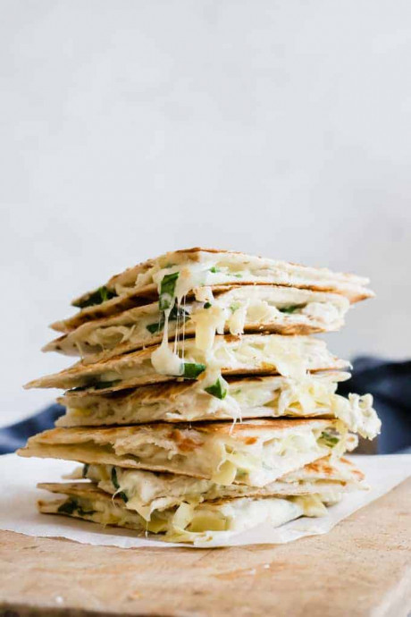 Spinach and Artichoke Chicken Quesadillas