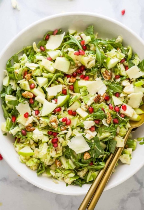 Shaved Brussels Sprout Salad With Apple & Pomegranate