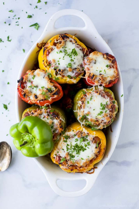 Turkey Bolognese Stuffed Peppers