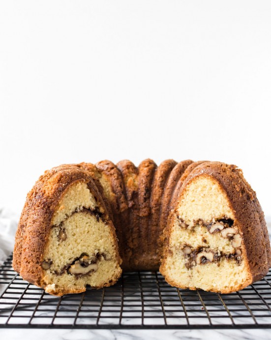 Sour Cream Coffee Cake with Walnut Streusel