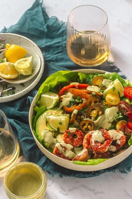 Chipotle Lime Shrimp Bowl With Cilantro Jalapeño Yogurt Sauce