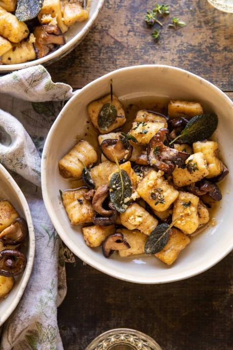 Ricotta Gnocchi with Herby Mushrooms and Sage Browned Butter