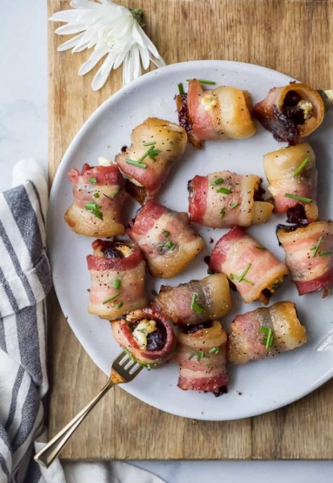 Bacon Wrapped Figs with Herb Goat Cheese