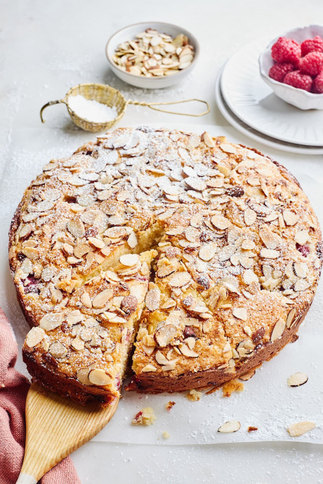 Raspberry Almond Ricotta Cake