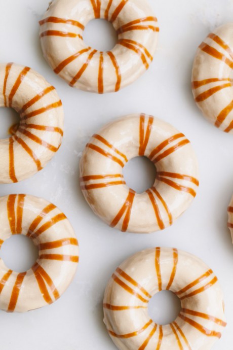 Baked Pumpkin Donuts with Caramel Glaze