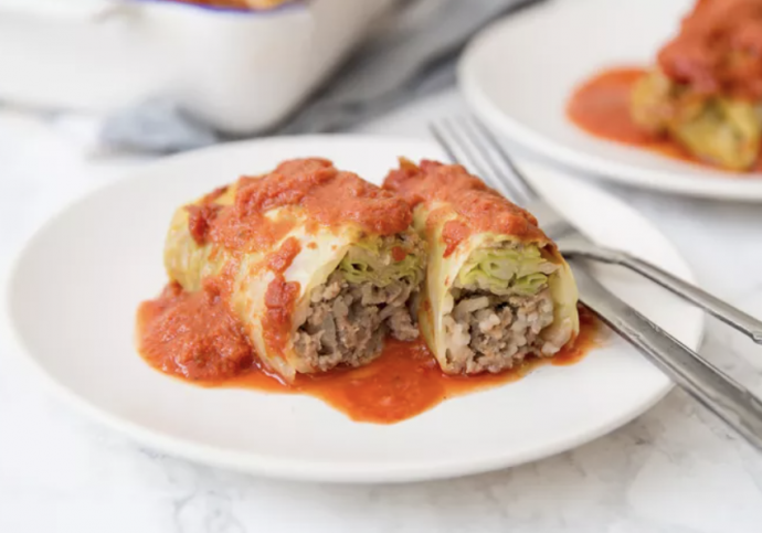 Stuffed Cabbage Rolls With Ground Beef and Rice